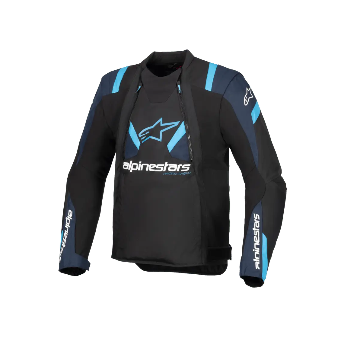 Alpinestars T-Stunt Air Textile Jacket Black / Dark Blue / Blithe Blue, front view