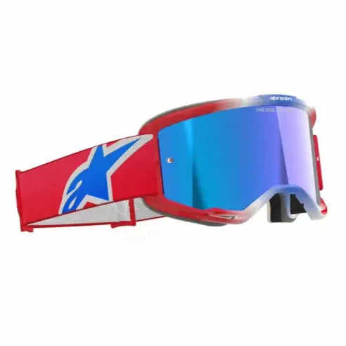 Alpinestars Vision 5 Corp Goggles Red / White / Blue / Mirror Blue - FREE UK Shipping, FREE 365 Day Returns | Moto Central