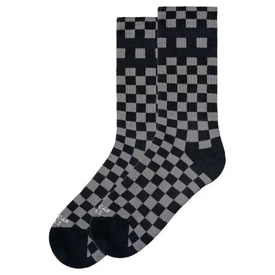 American Socks Mid High Checkerboard Grey Socks — left-side view