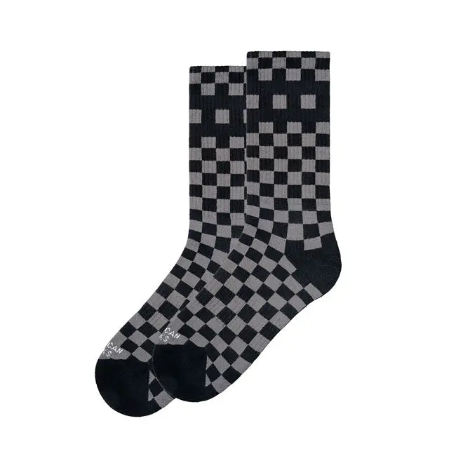 American Socks Mid High Checkerboard Grey Socks  - FREE UK Shipping, FREE 365 Day Returns | Moto Central