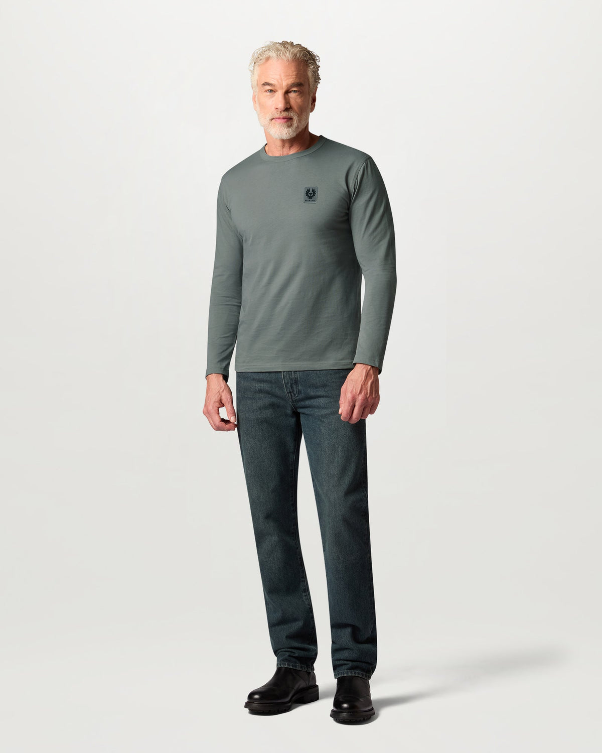 Belstaff Long Sleeved T-Shirt Atlantic Grey FREE UK Delivery, FREE 365 Day Returns | Moto Central