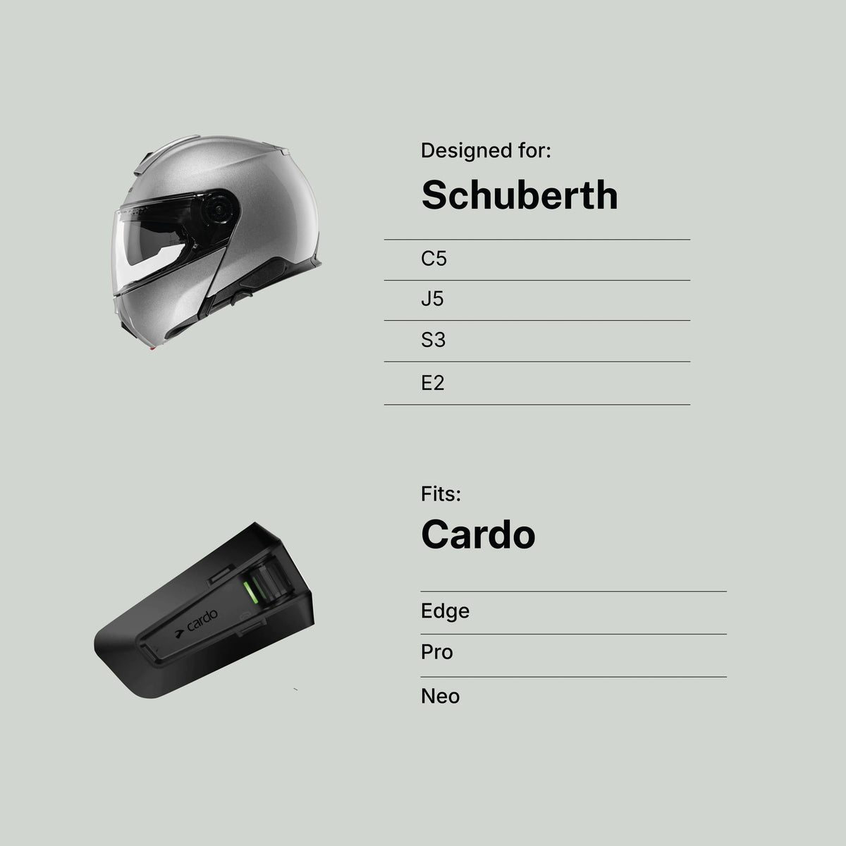 Tubs Jackson Schuberth C5 / J5 / S3 / E2 To Cardo Edge / Neo / Pro Adapter FREE UK Delivery, FREE 365 Day Returns | Moto Central