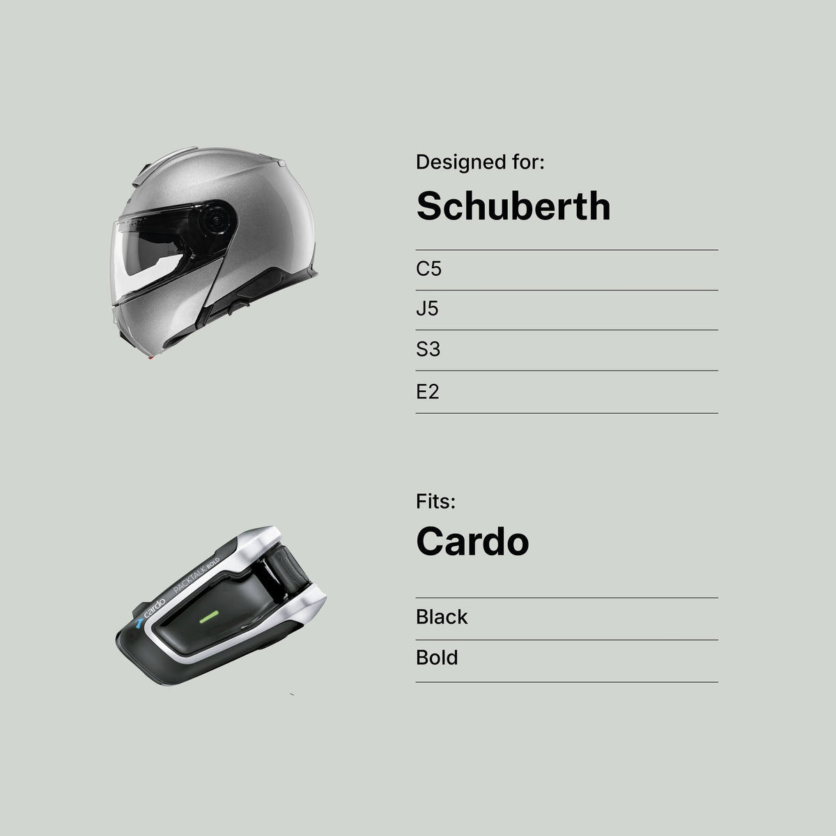 Tubs Jackson Schuberth C5 / J5 / S3 / E2 To Cardo Black / Bold Adapter FREE UK Delivery, FREE 365 Day Returns | Moto Central