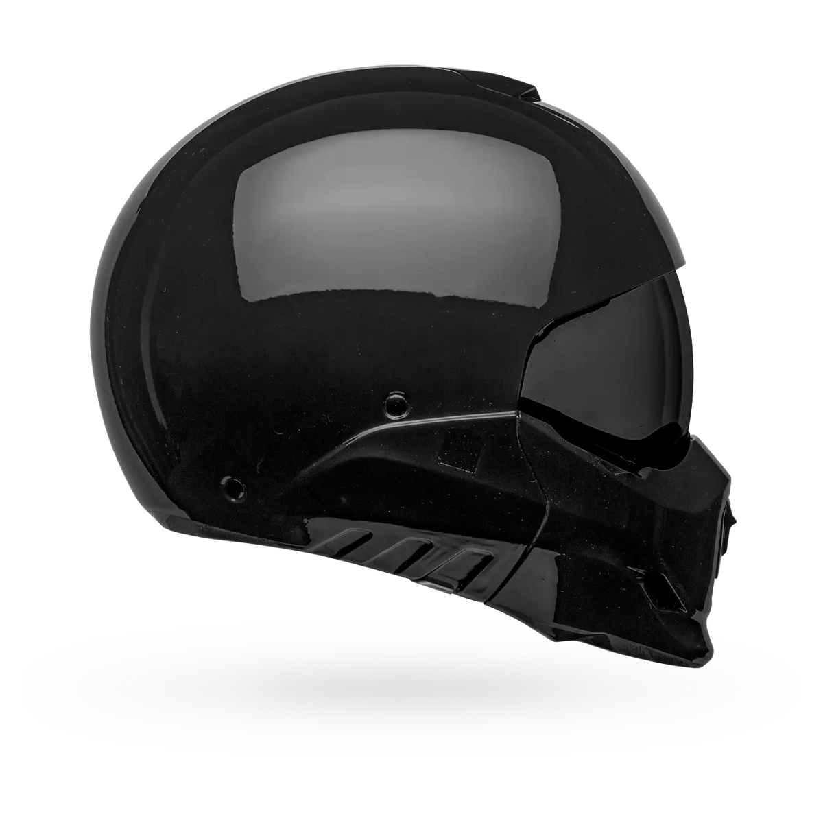 Bell Broozer Solid ECE 22.06 Black full-face motorcycle helmet, right-side view with chin bar attached