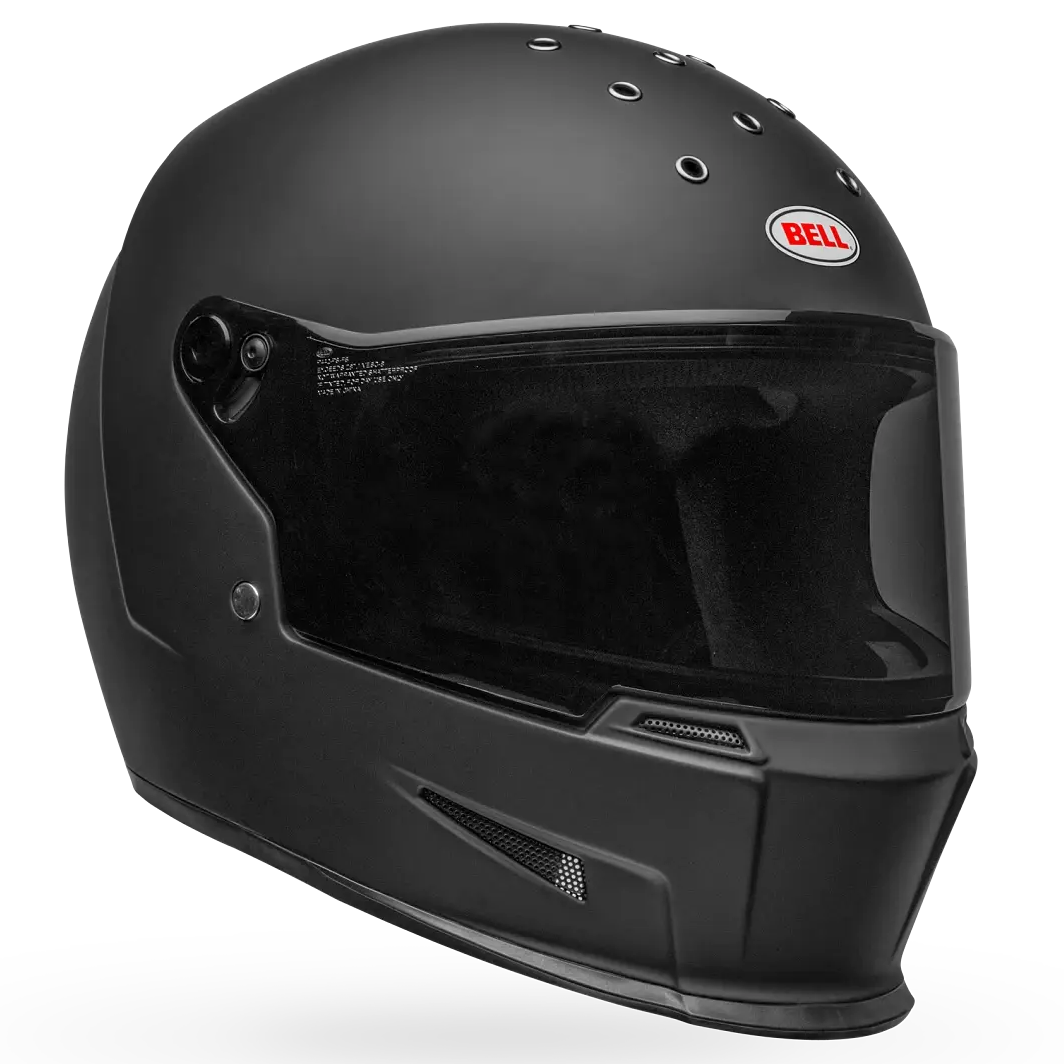 Bell Eliminator Solid ECE 22.06 Matt Black full-face motorcycle helmet, front three-quarter view