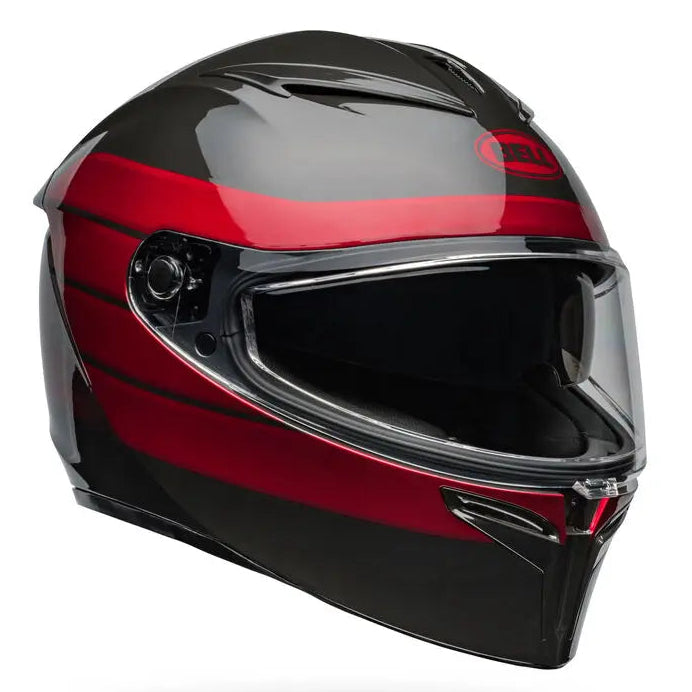 Bell Lithium MIPS Neo ECE 22.06 Gloss Black / Red full-face motorcycle helmet, front view