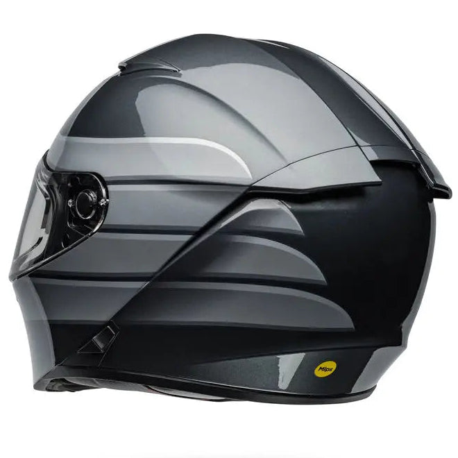 Bell Lithium MIPS Neo ECE 22.06 Gloss Grey / Silver full-face motorcycle helmet, right rear three-quarter view