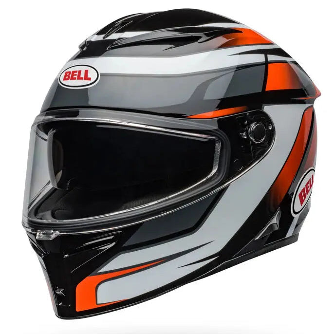 Bell Lithium MIPS Podium ECE 22.06 Black / Orange full-face motorcycle helmet, right front three-quarter view