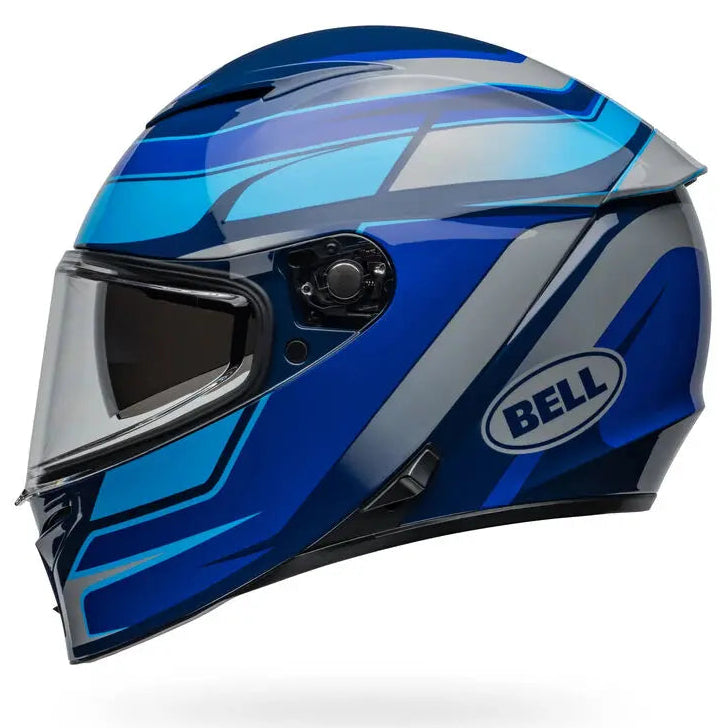 Bell Lithium MIPS Podium ECE 22.06 Blue full-face motorcycle helmet, opposite side profile view