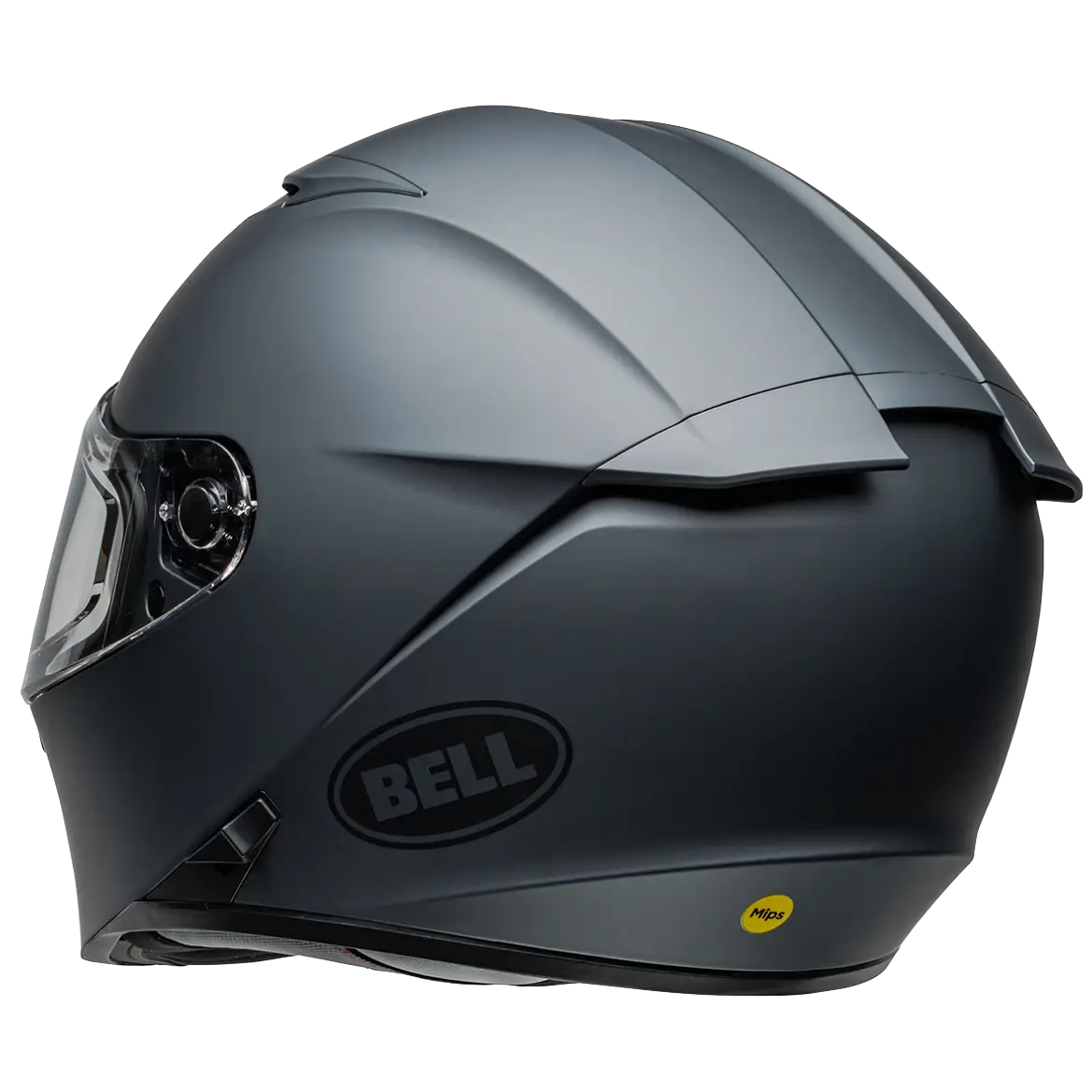 Bell Lithium MIPS Solid ECE 22.06 Titanium full-face motorcycle helmet, rear three-quarter view