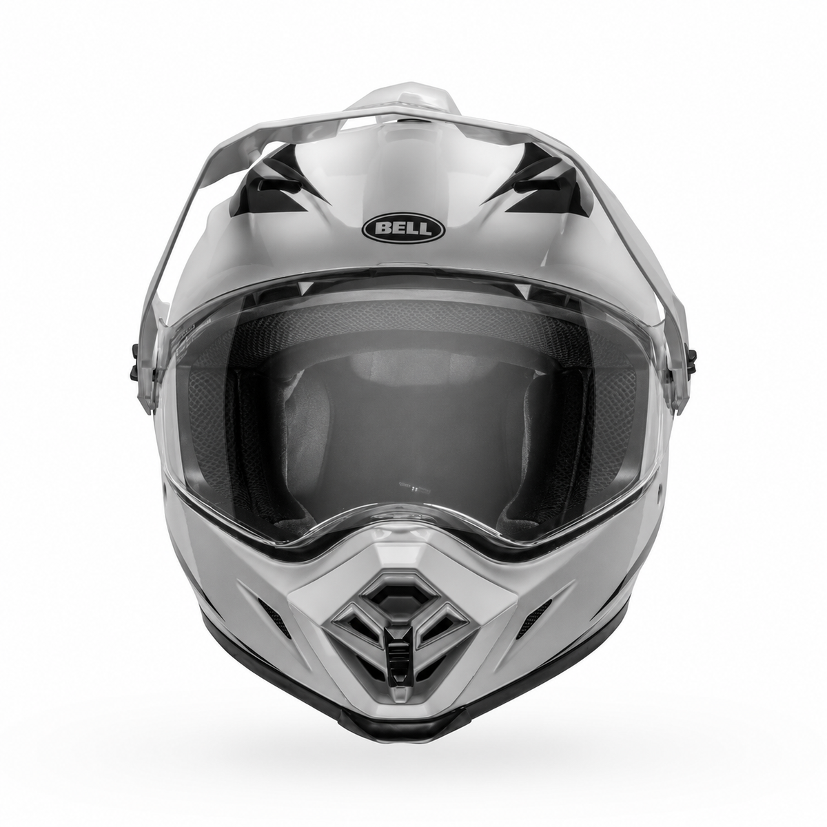 Bell MX-9 Adventure MIPS Alpine ECE 22.06 White / Black adventure motorcycle helmet, front view