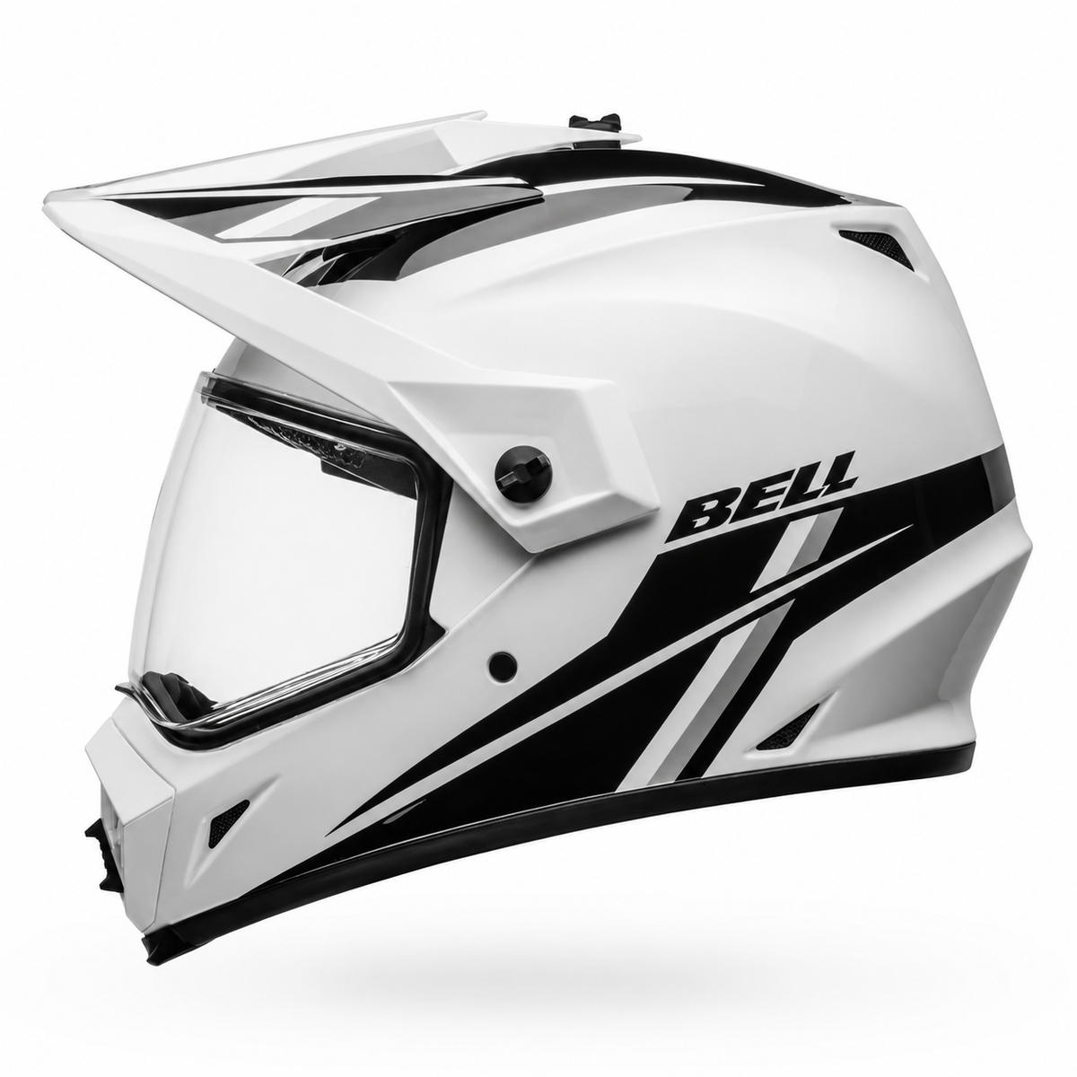 Bell MX-9 Adventure MIPS Alpine ECE 22.06 White / Black adventure motorcycle helmet, right-side profile view