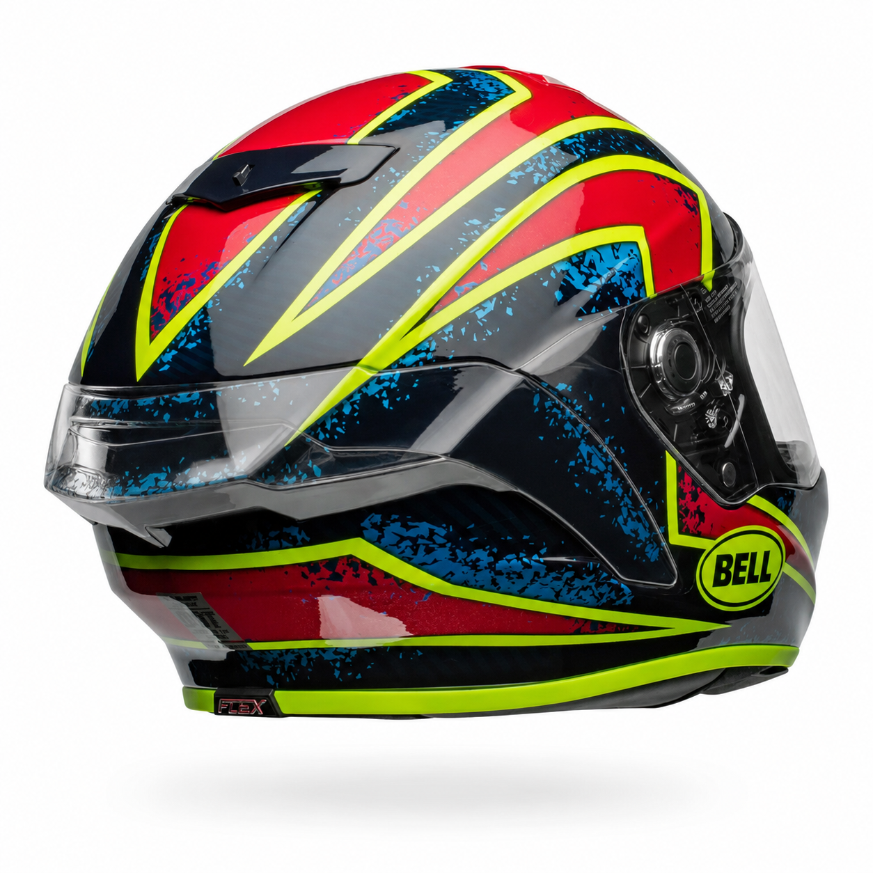 Bell Race Star DLX Flex Xenon ECE 22.06 Blue / Retina full-face motorcycle helmet, rear-right three-quarter view