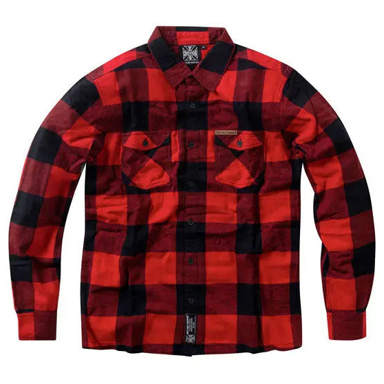 West Coast Choppers Rigid Flannel Shirt Red / Black, front view