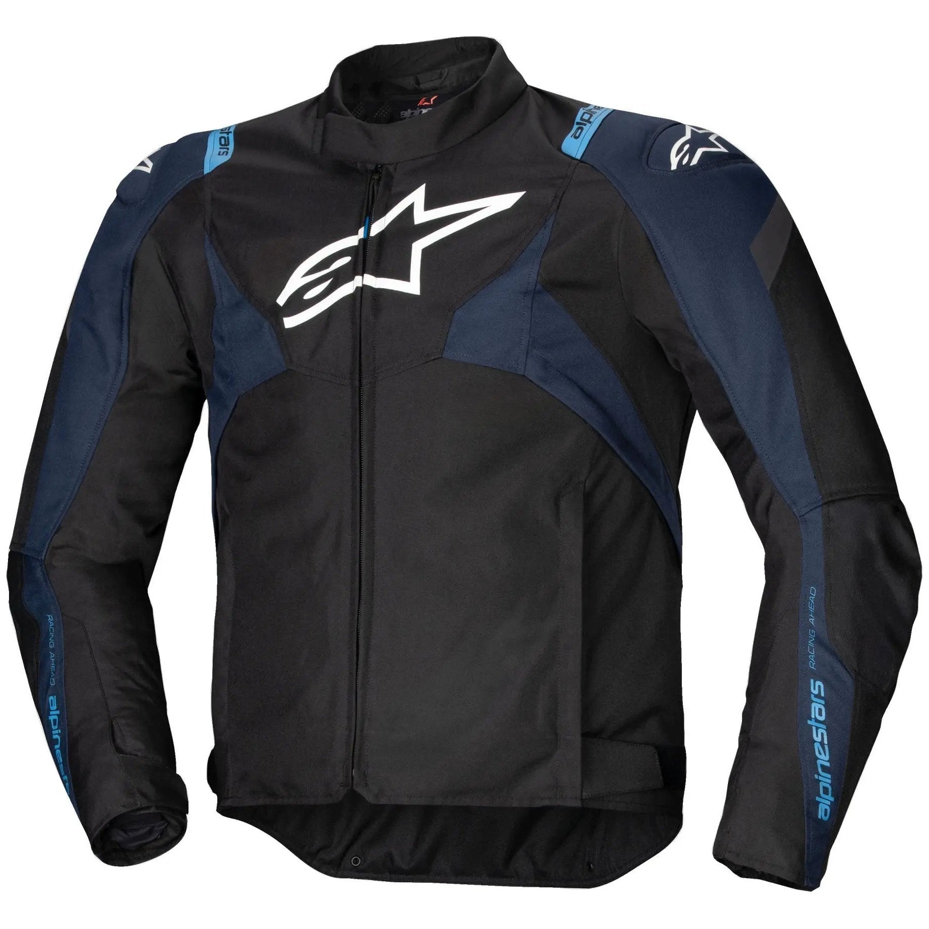 Alpinestars T-Jaws V4 Waterproof Textile Jacket Black / Dark Blue / Blithe Blue front product view
