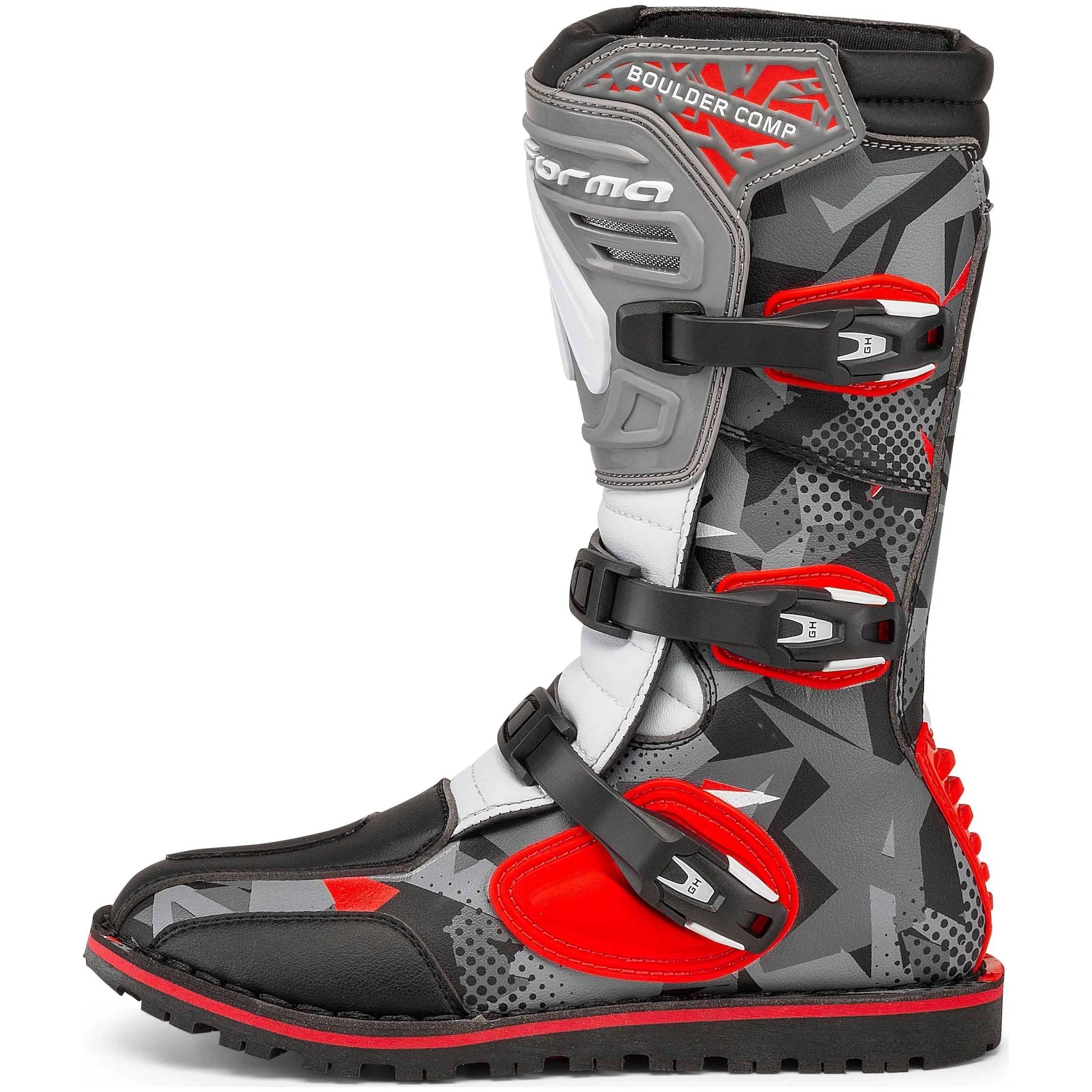 Forma Boulder Comp Off-Road Boots Camo / Red / White / Grey – outer side view