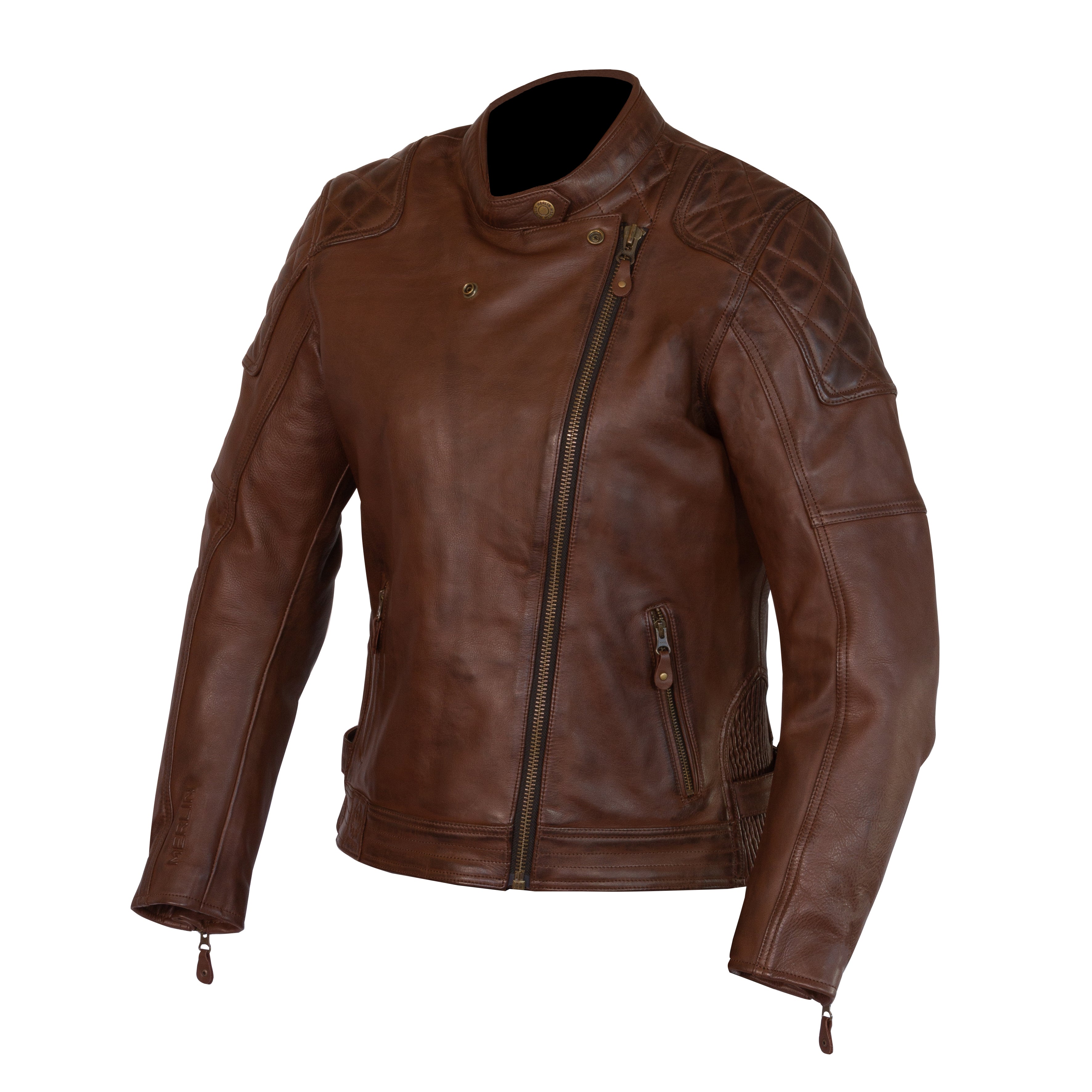 Merlin Bristol Café D3O Ladies Leather Jacket Brown FREE UK Delivery, FREE 365 Day Returns | Moto Central