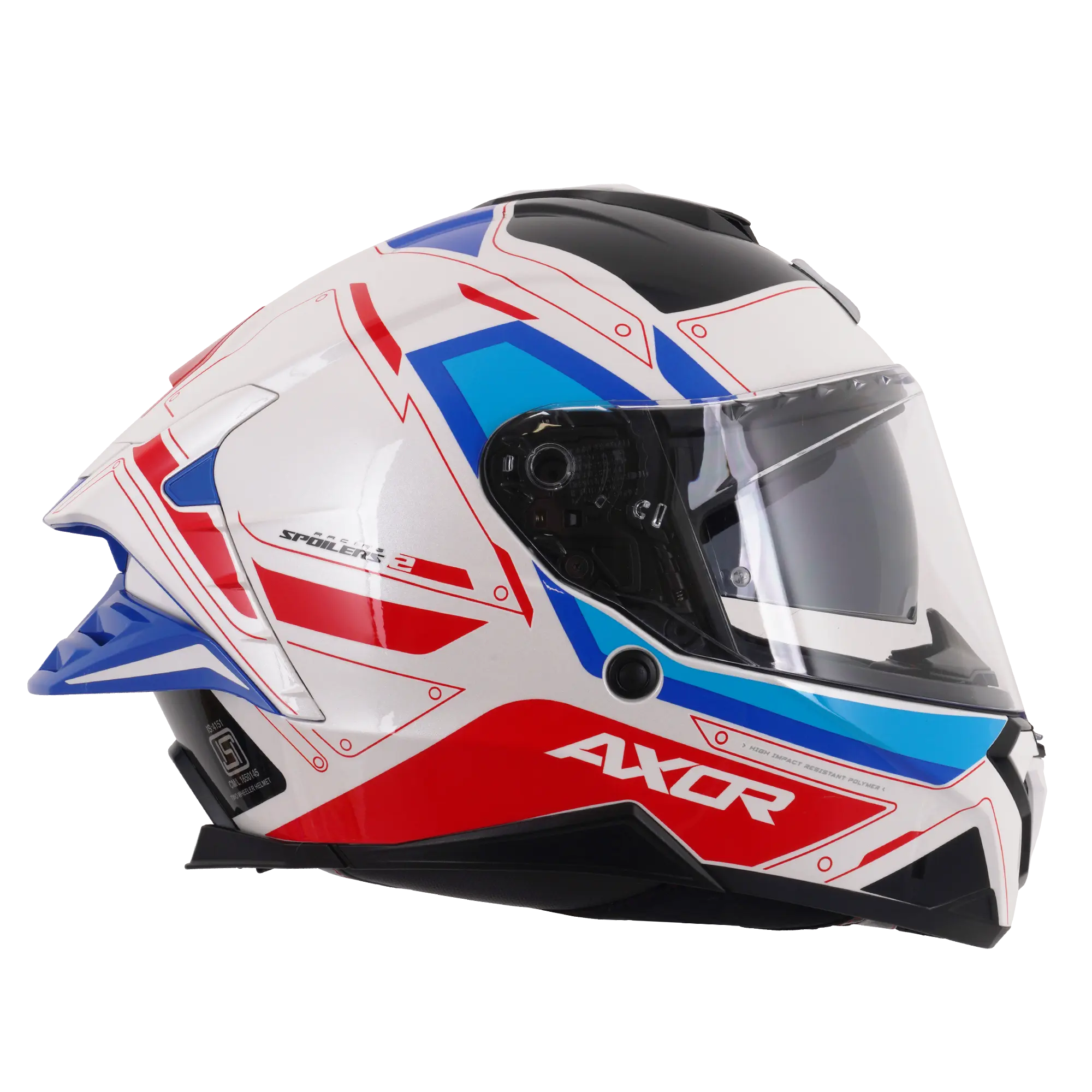 Axor Brutale With Dual Spoiler Ryden White / Red / Blue FREE UK Delivery, FREE 365 Day Returns | Moto Central