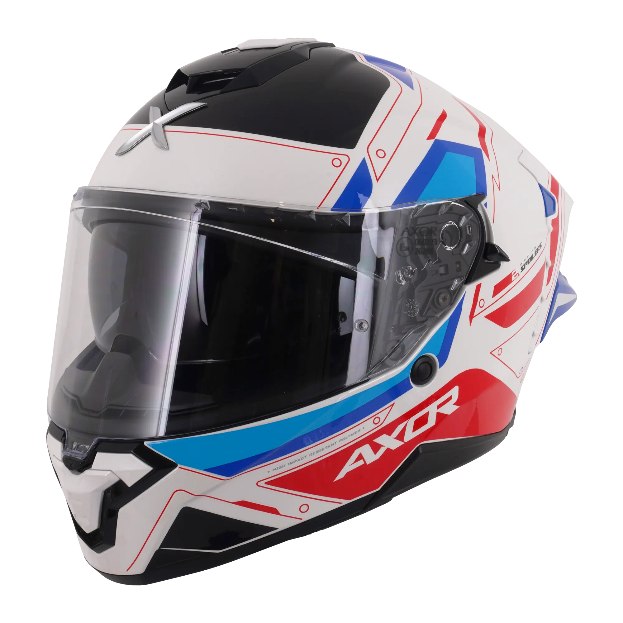 Axor Brutale With Dual Spoiler Ryden White / Red / Blue FREE UK Delivery, FREE 365 Day Returns | Moto Central