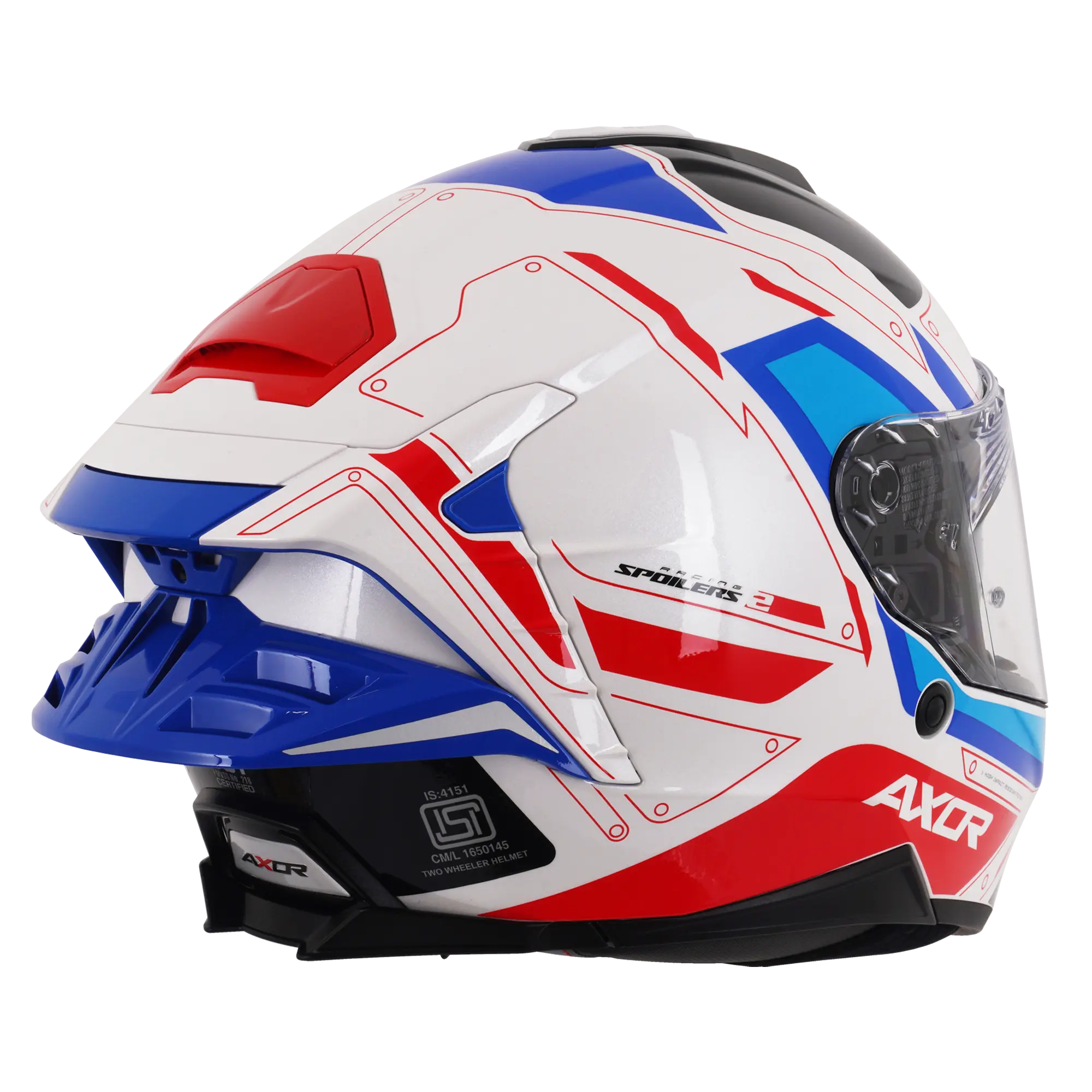 Axor Brutale With Dual Spoiler Ryden White / Red / Blue FREE UK Delivery, FREE 365 Day Returns | Moto Central