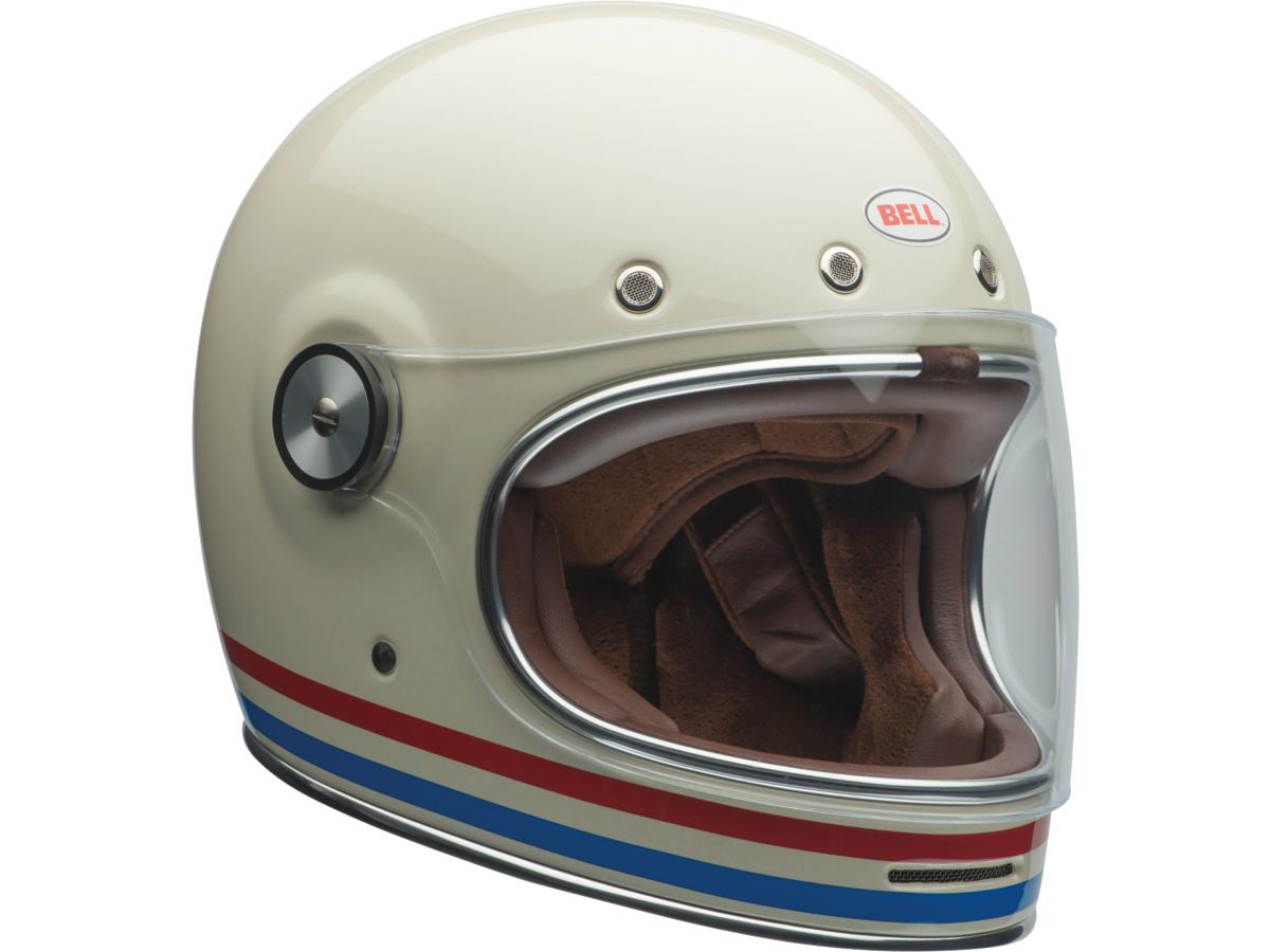 Bell Bullitt Retro White / Stripes Gloss White Oxblood Blue