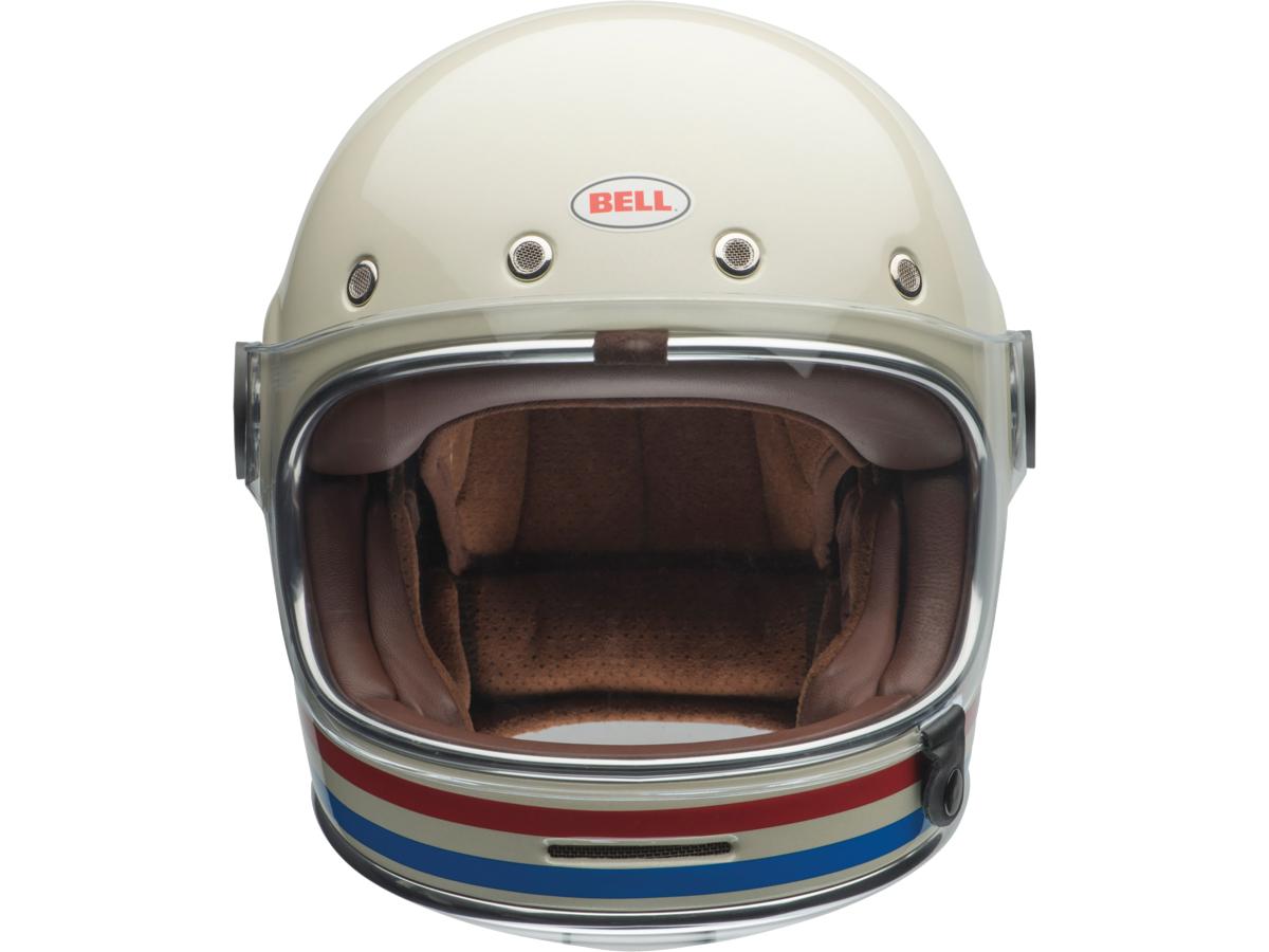Bell Bullitt Retro White / Stripes Gloss White Oxblood Blue