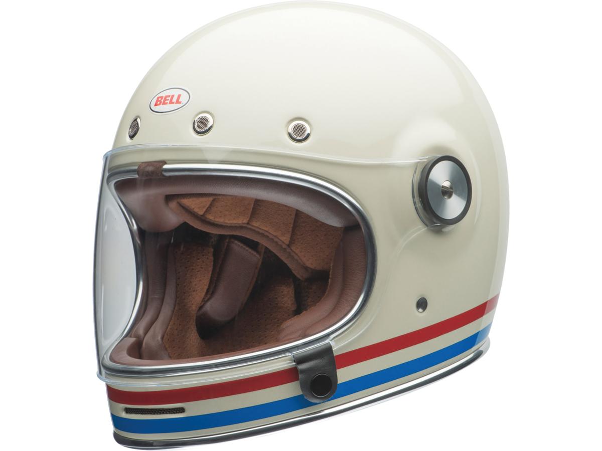 Bell Bullitt Retro White / Stripes Gloss White Oxblood Blue