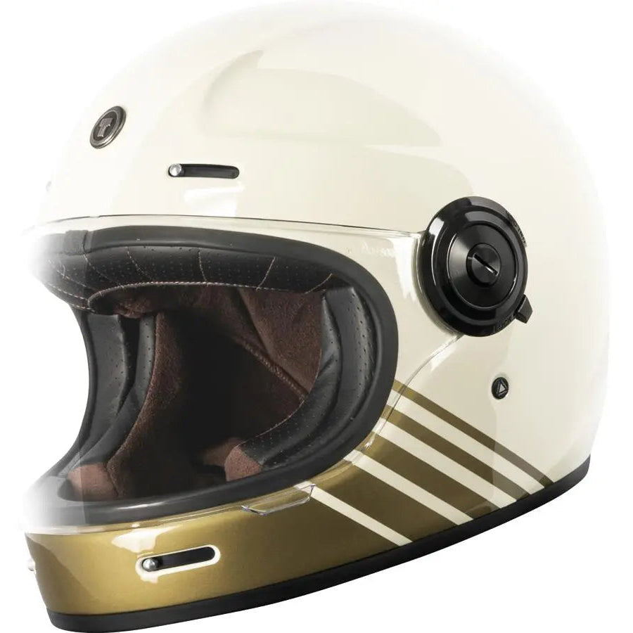 Torc T-1 Retro Cream / Gloss White motorcycle helmet - left-side view