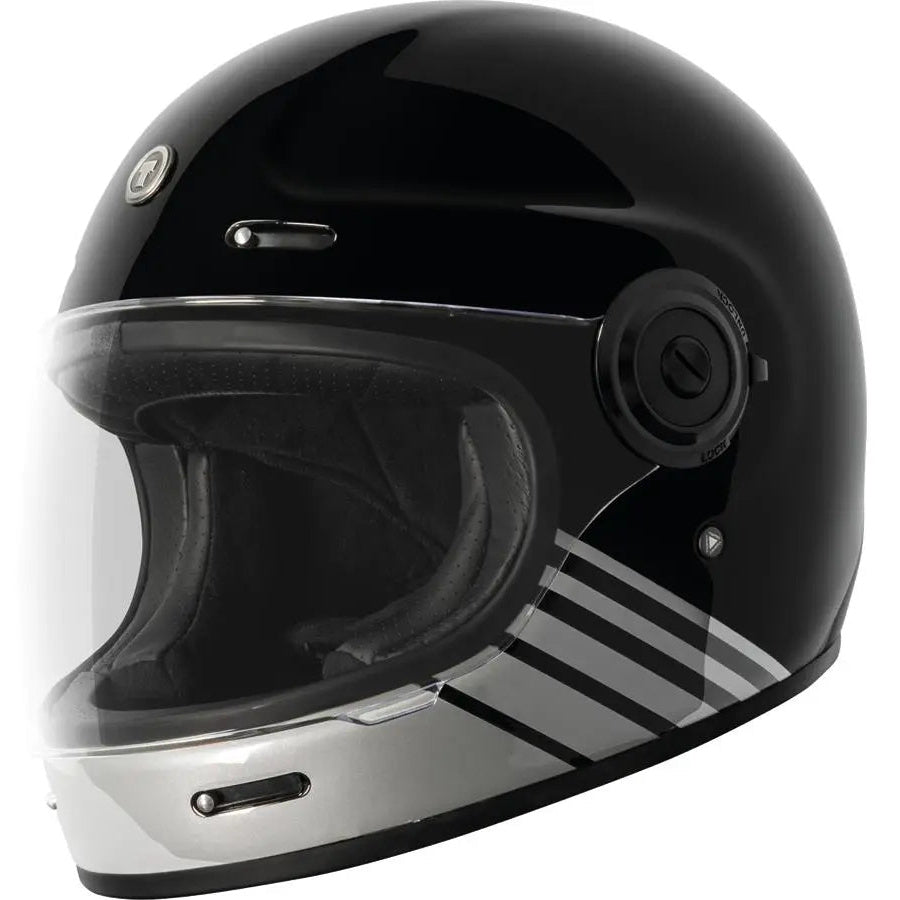 Torc T-1 Retro Breaker Gloss Black motorcycle helmet - left-side view