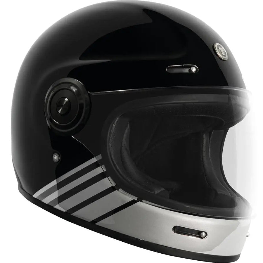 Torc T-1 Retro Breaker Gloss Black motorcycle helmet - right-side view