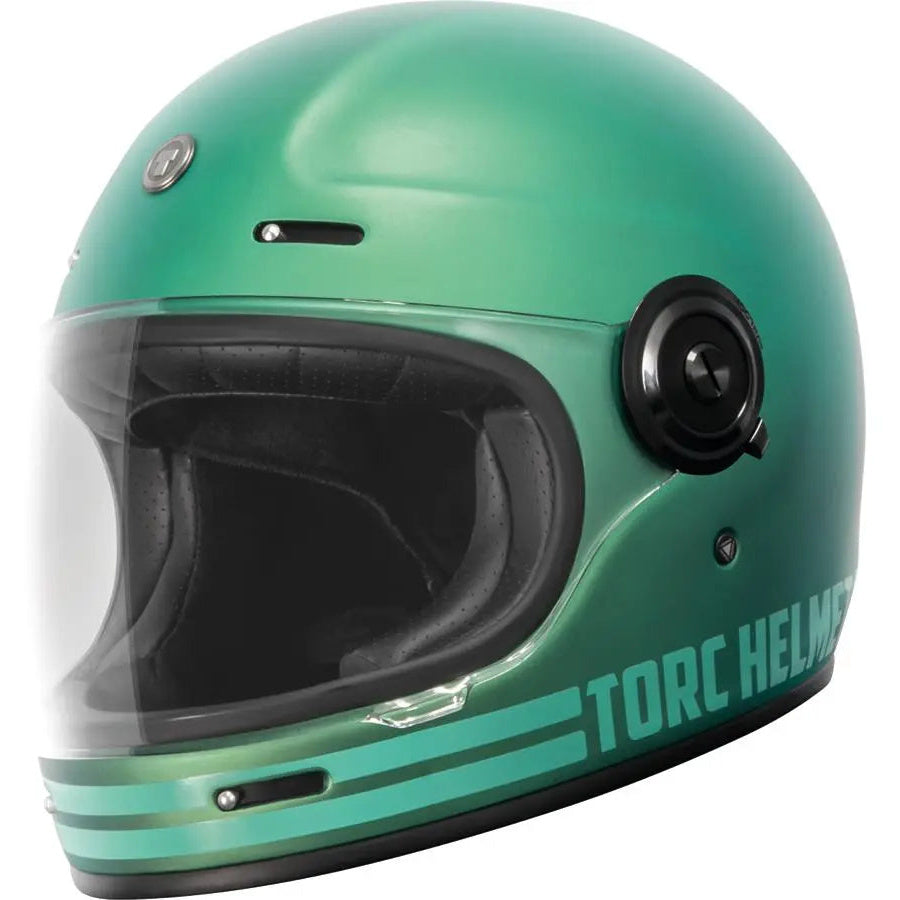 Torc T-1 Retro Cali Teal motorcycle helmet - left-side view