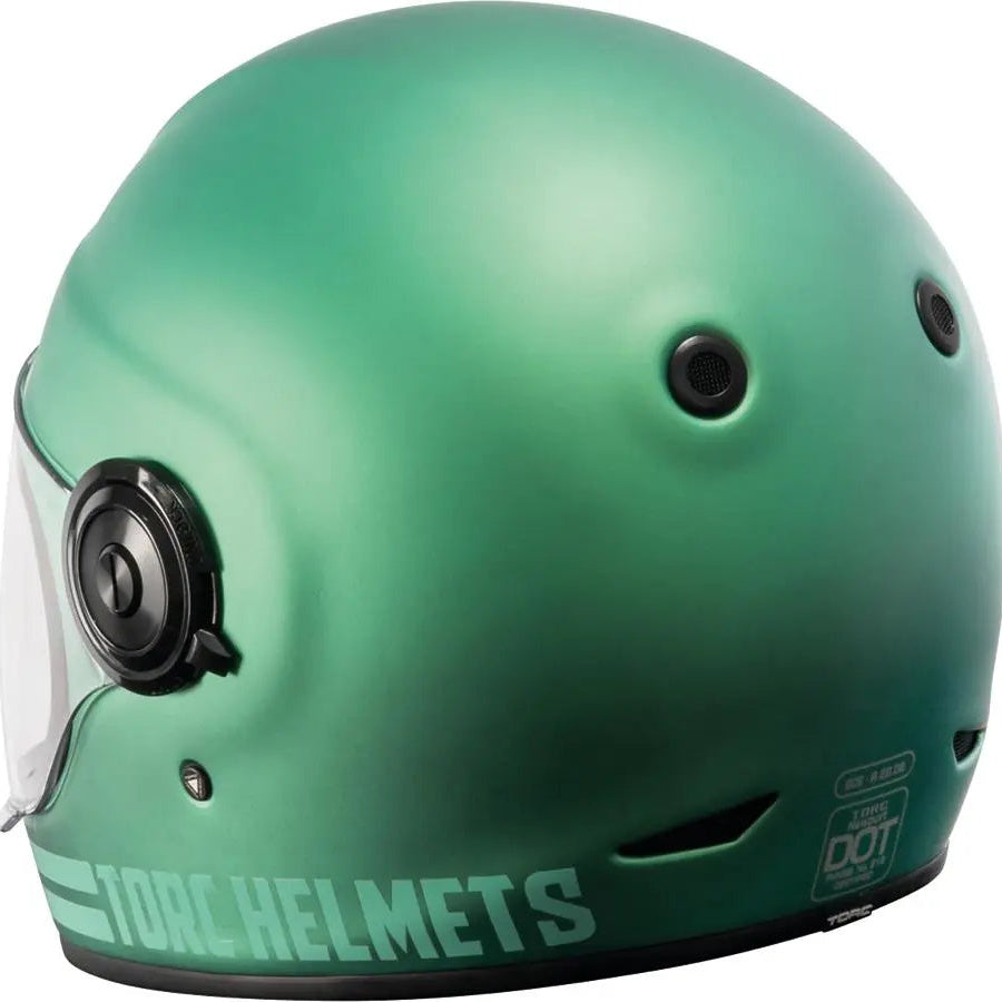 Torc T-1 Retro Cali Teal motorcycle helmet - rear three-quarter view