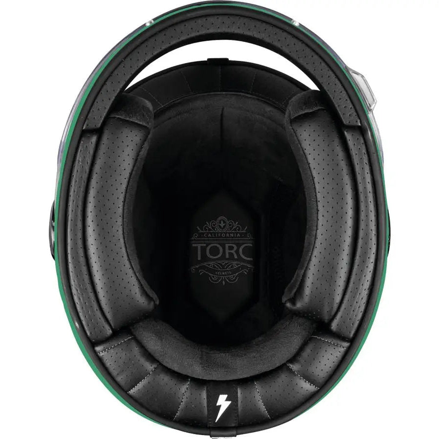 Torc T-1 Retro Cali Teal motorcycle helmet - interior lining view