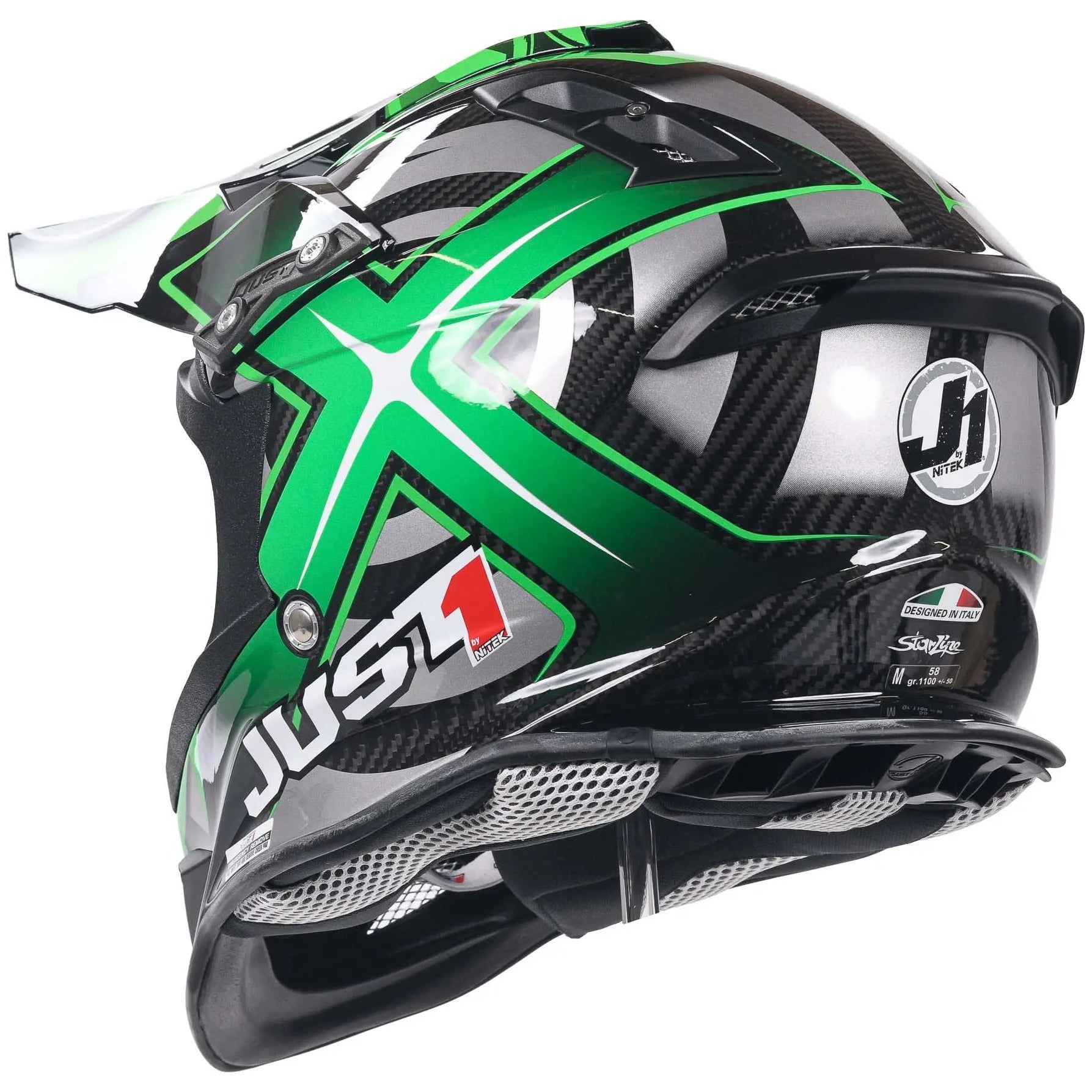 Just1 J12 Carbon MX Helmet Mister X Carbon Green - FREE UK Shipping, FREE 365 Day Returns | Moto Central