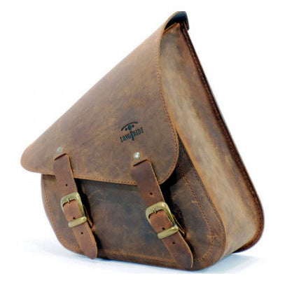 Longride Waxed Canvas Swing Arm Left Bag Brown CUS274R - 7.6 Liters - product view
