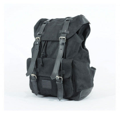 Longride Waxed Canvas Backpack Black - 13 Liters - backpack front view