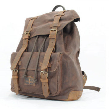 Longride Waxed Canvas Backpack Brown - 13 Liters - backpack front view