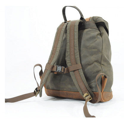 Longride Waxed Canvas Backpack Khaki - 13 Liters - backpack side profile