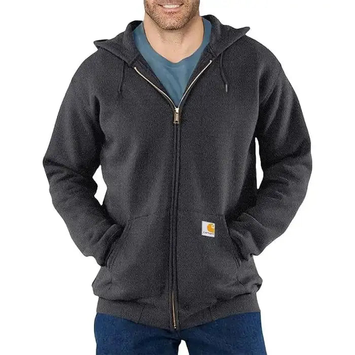 Carhartt Loose Fit Midweight Full-Zip Sweatshirt Carbon Heather  - FREE UK Shipping, FREE 365 Day Returns | Moto Central