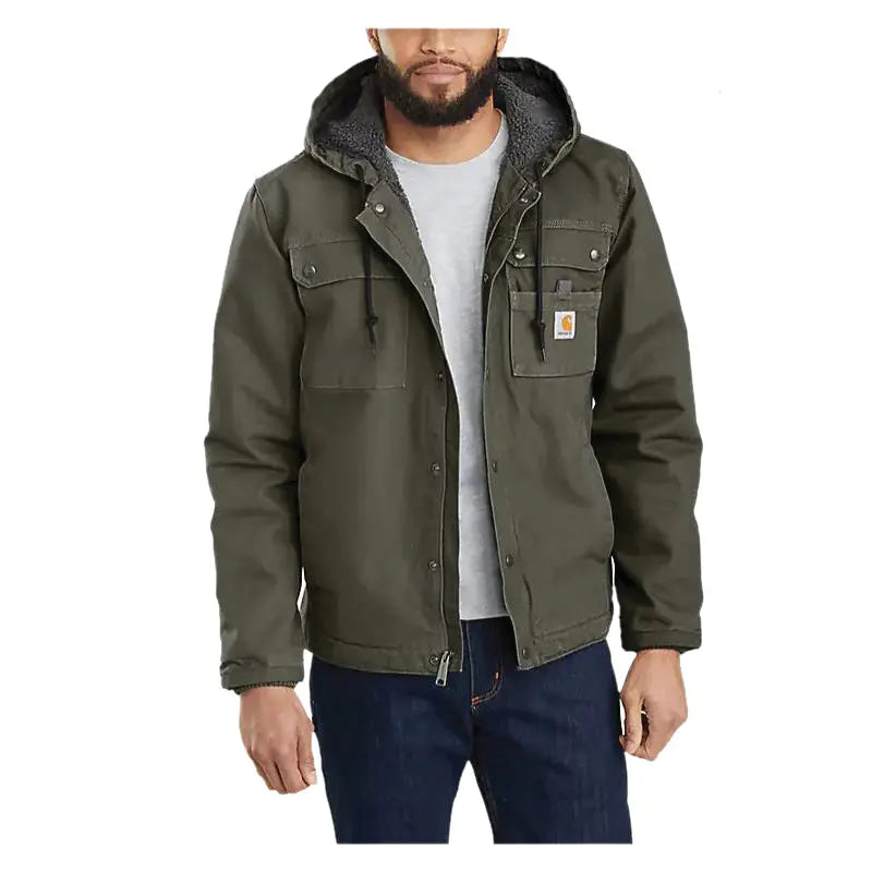 Carhartt Relaxed Fit Washed Duck Sherpa-Lined Utility Jacket Moss FREE UK Delivery, FREE 365 Day Returns | Moto Central