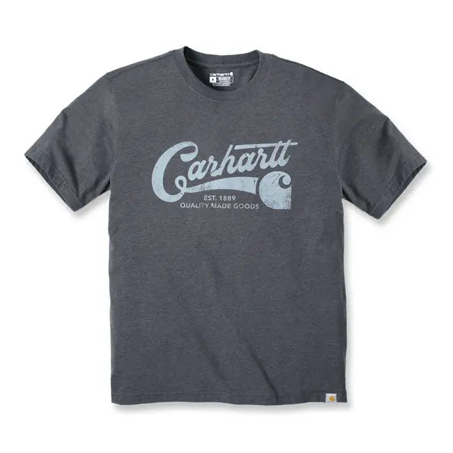 Carhartt Script Graphic Short Sleeves T-Shirt Carbon Heather FREE UK Delivery, FREE 365 Day Returns | Moto Direct