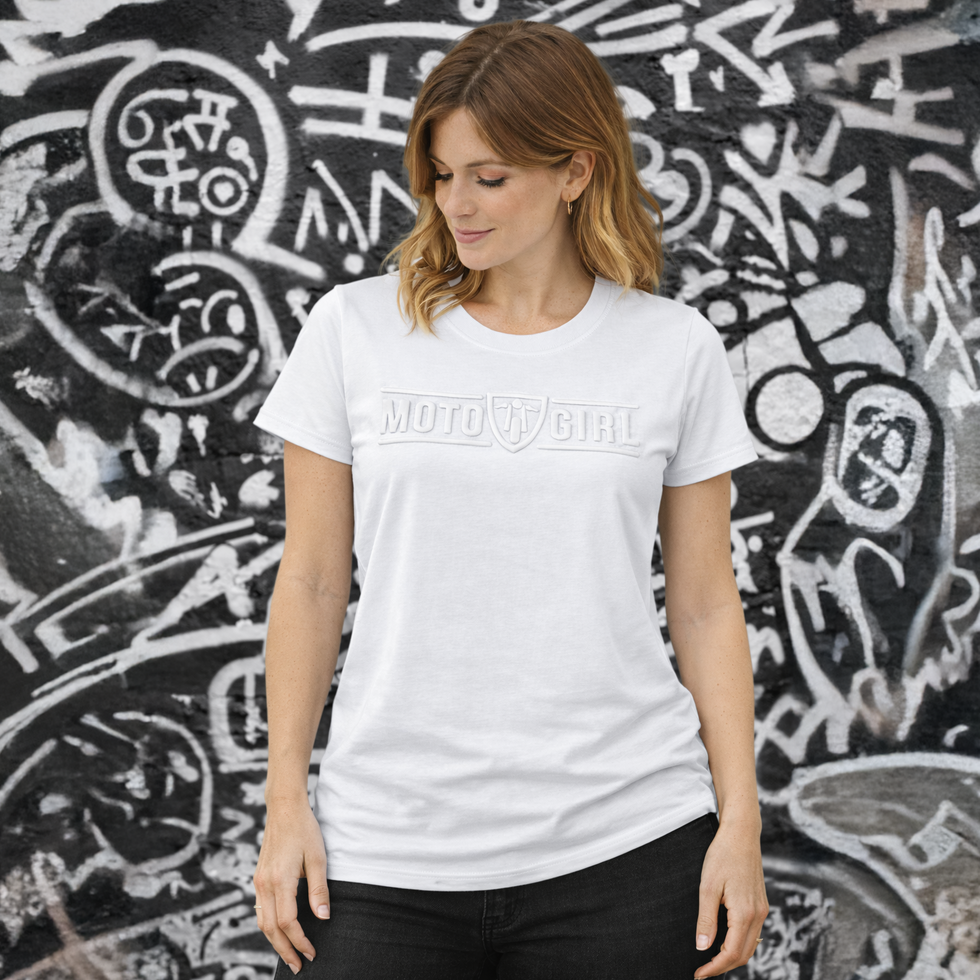 MotoGirl 3D Ladies T-Shirt White FREE UK Delivery, FREE 365 Day Returns | Moto Central