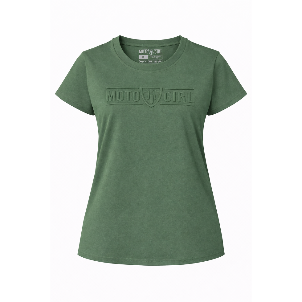 MotoGirl 3D Ladies T-Shirt Olive Green FREE UK Delivery, FREE 365 Day Returns | Moto Central