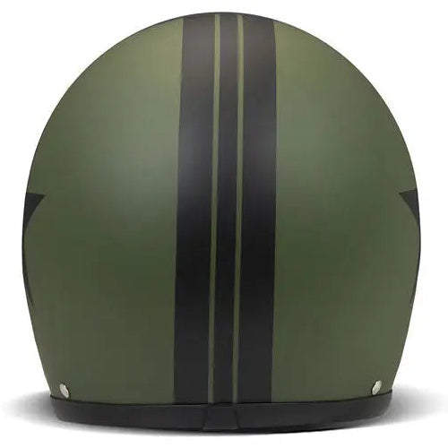 DMD Retro Star Green open-face motorcycle helmet, rear view
