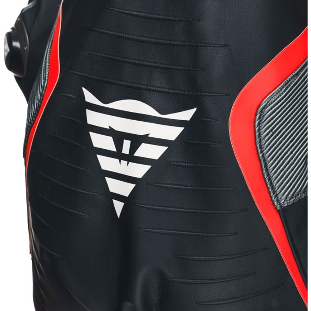Dainese Audax D-Zip One Piece Perforated Leather Suit Black / Fluo Red / Anthracite