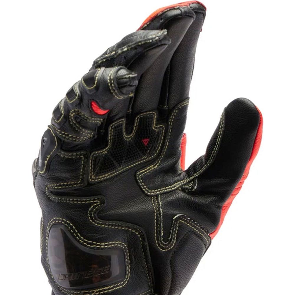 Dainese Full Metal 7 Leather Gloves Black/Fluo Red FREE UK Delivery