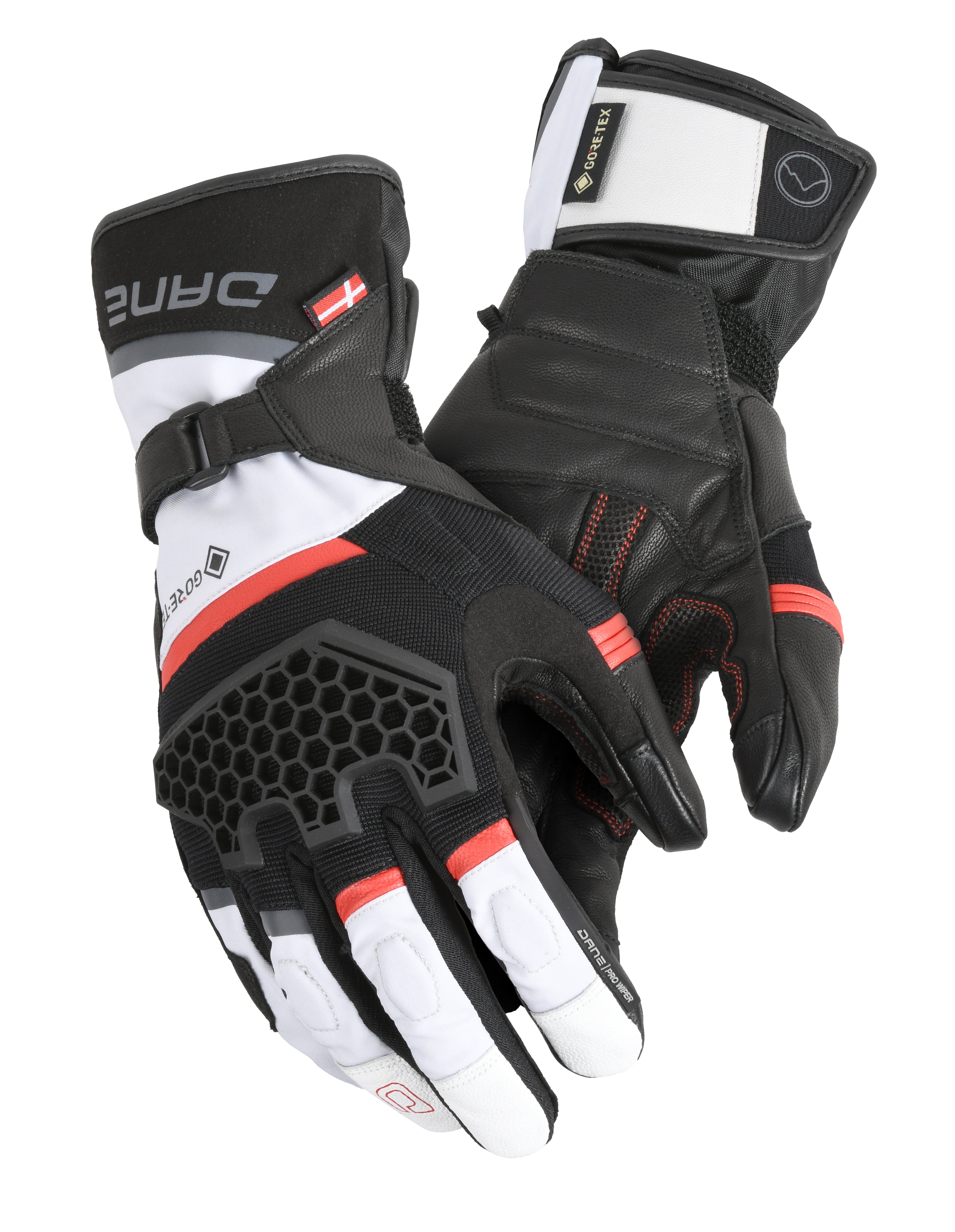 Dane Odin Gore-Tex Gloves Grey / Red - FREE UK Shipping, FREE 365 Day Returns | Moto Central