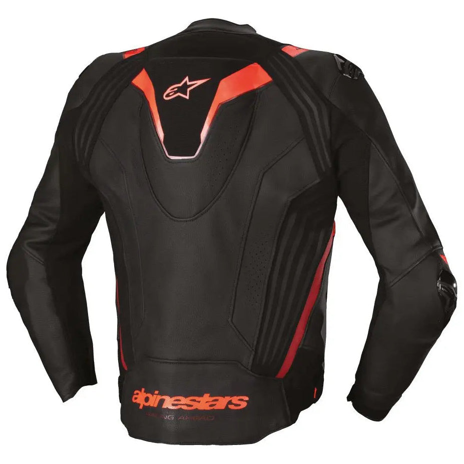 Alpinestars Missile V3 Ignition Leather Jacket Black / Fluo Red / Dark Red, back view