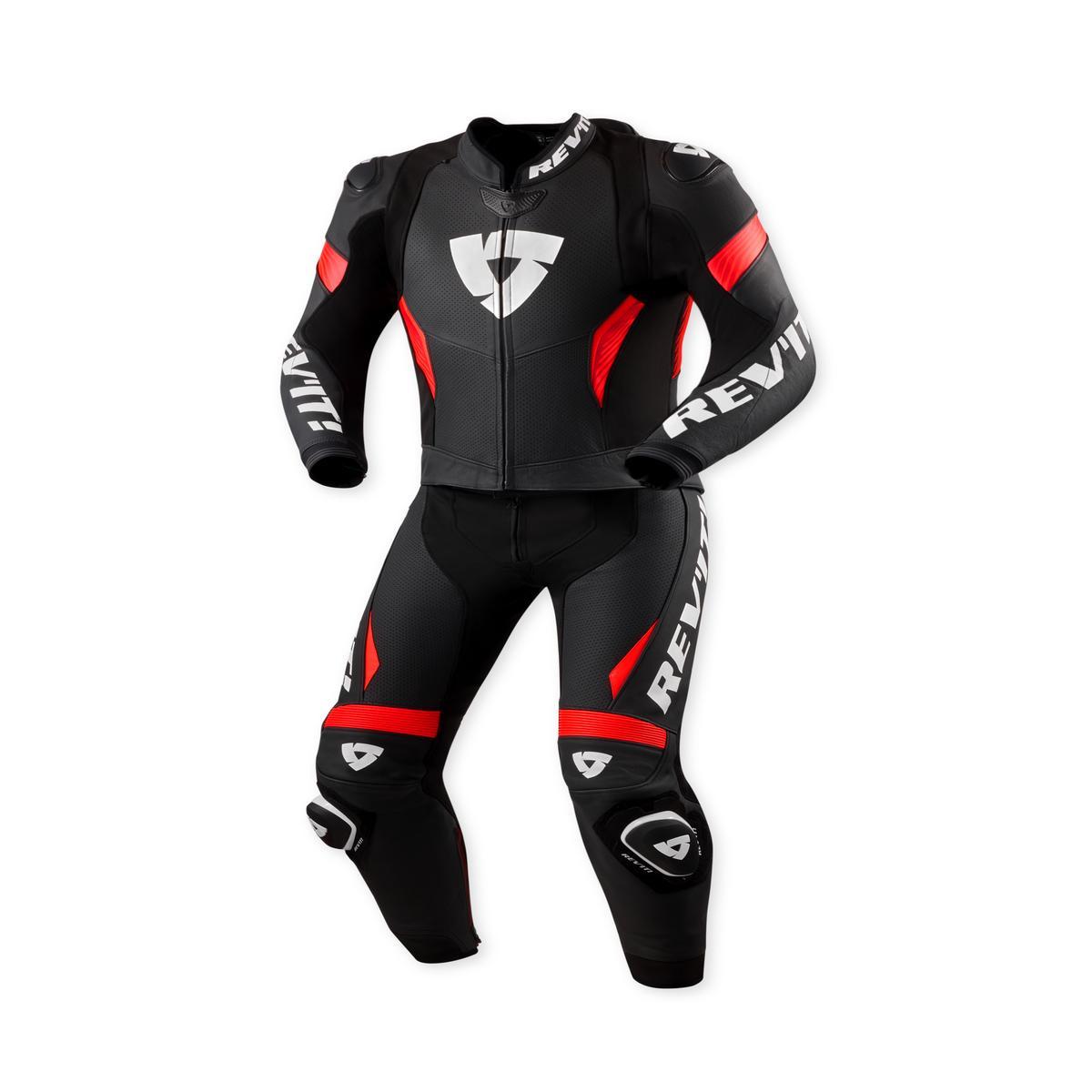Revit Argon 3 Combi Two Piece Leather Suit Black / Neon Red FREE UK Delivery, FREE 365 Day Returns | Moto Central