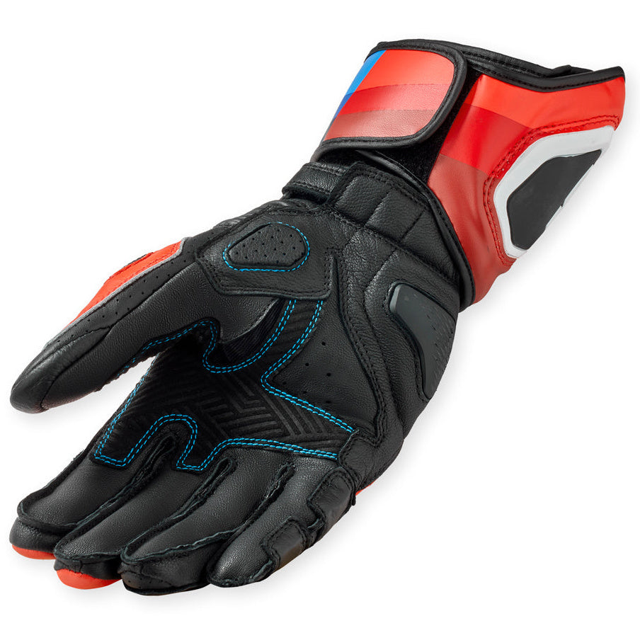 Revit Quantum 3 Leather / Textile Gloves Neon Red / Blue – single glove view